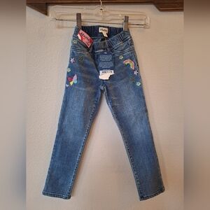 NWT Hatley Girls Pretty Patches Embroidered Pull On Skinny Jeans Size 5